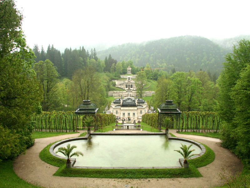 View from behind and above Linderhof