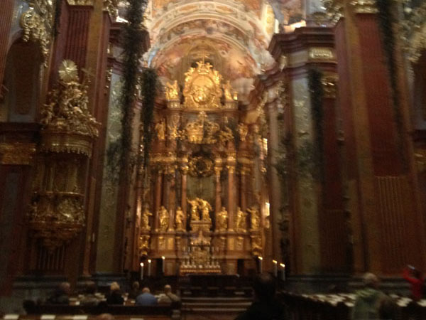 The monastery church is noted for its frescoes.